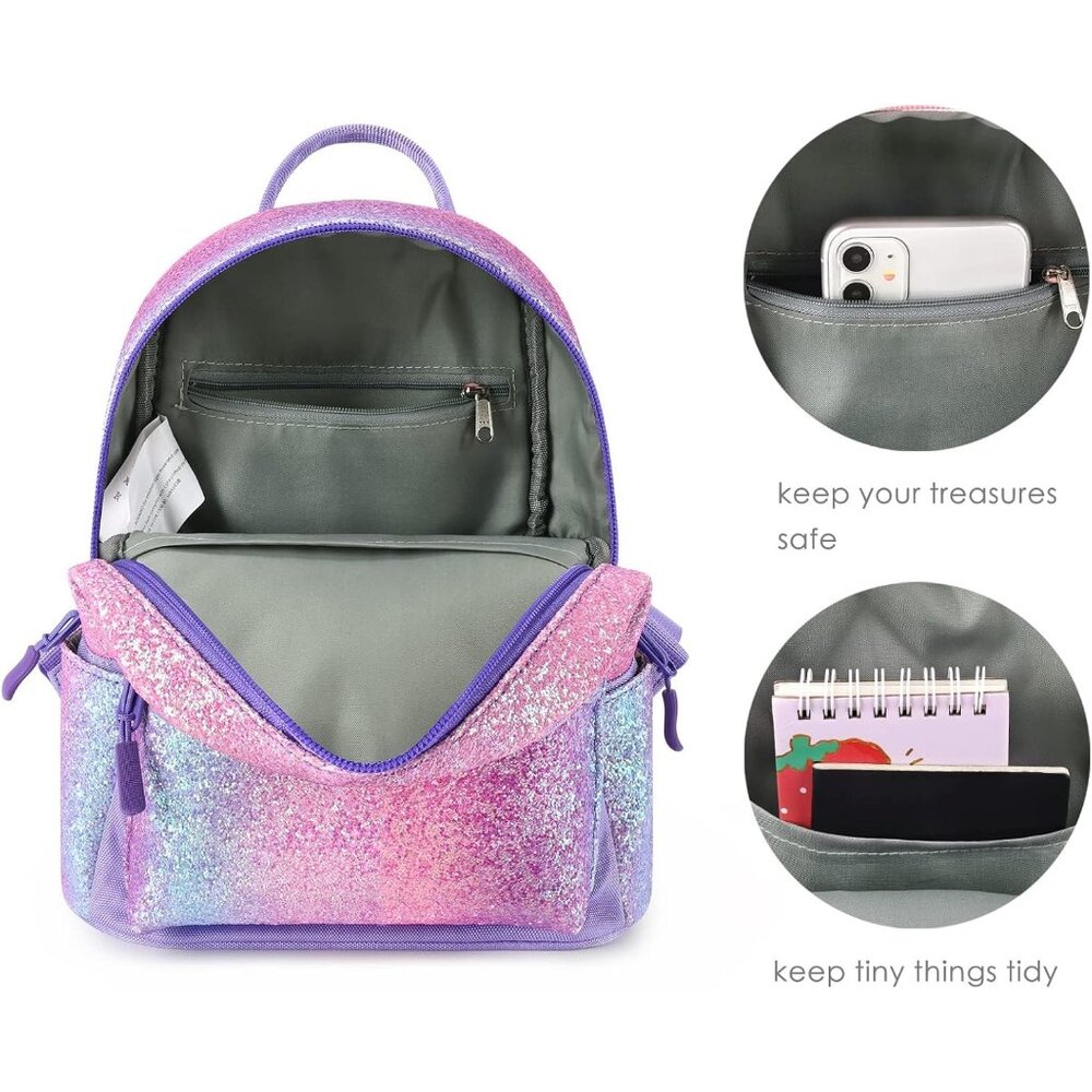 Charming Mini Rainbow Glitter Backpack For Girls … - image 3